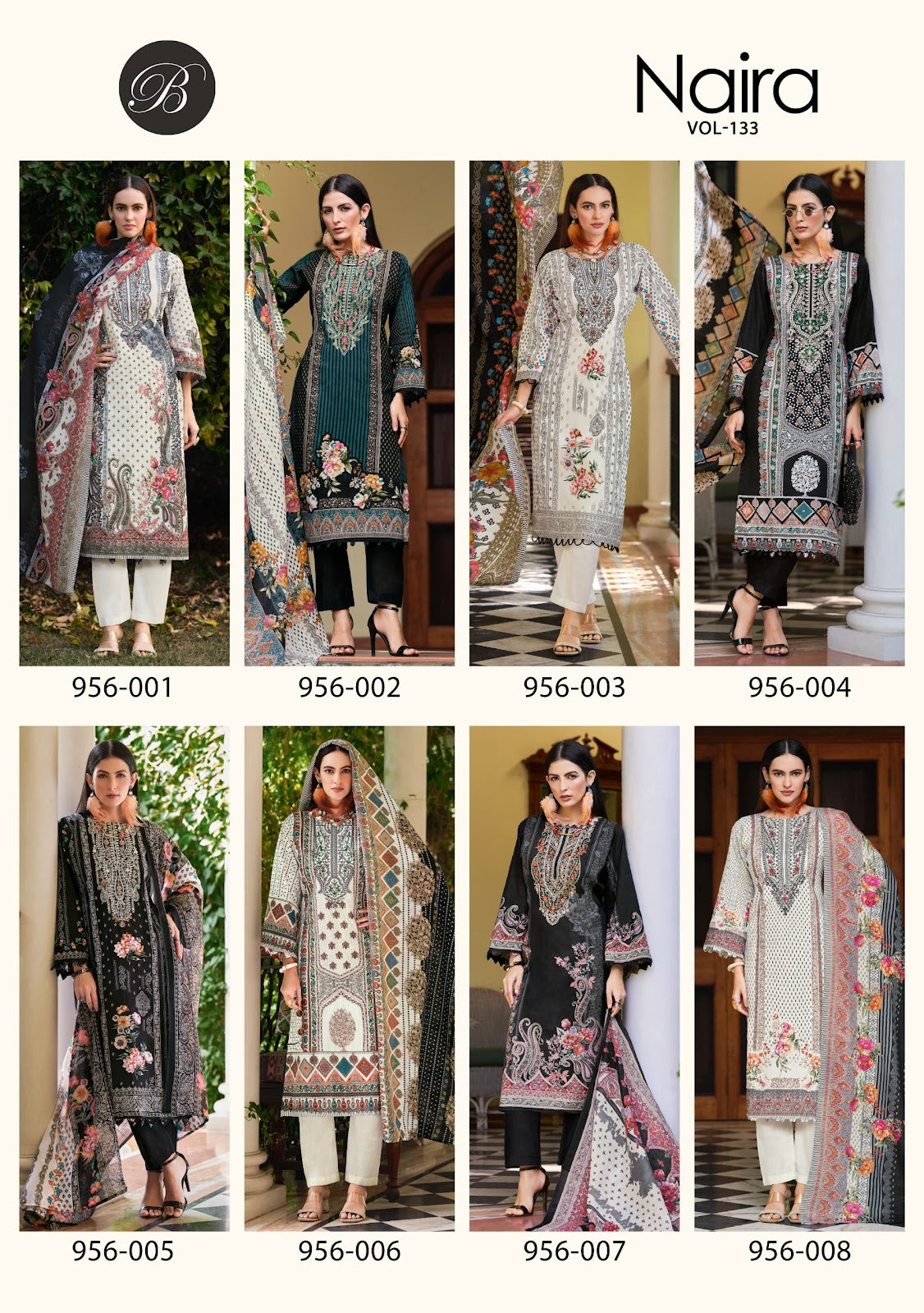 Naira Vol 133 Belliza Designer Studio Cotton Karachi Salwar Suits Wholesaler Ahmedabad