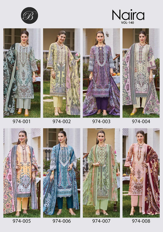 Naira Vol 140 Belliza Designer Studio Cotton Karachi Salwar Suits Exporter