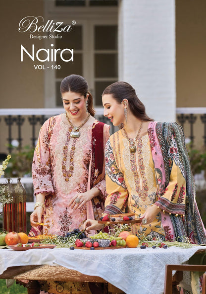Naira Vol 140 Belliza Designer Studio Cotton Karachi Salwar Suits Exporter