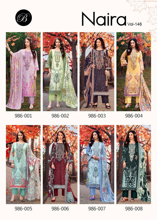 Naira Vol 146 Belliza Designer Studio Cotton Karachi Salwar Suits Manufacturer India