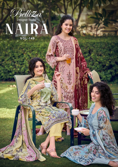 Naira Vol 149 Belliza Designer Studio Pure Cotton Karachi Salwar Suits Manufacturer India