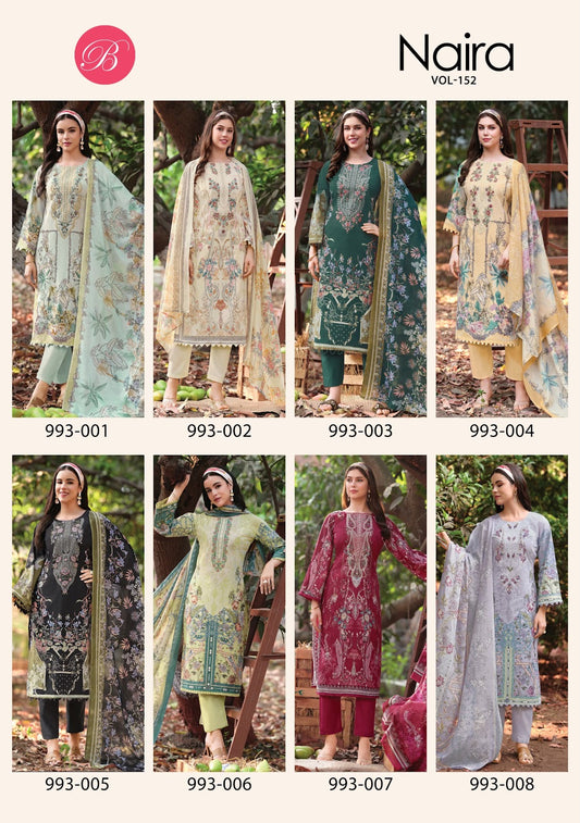 Naira Vol 152 Belliza Designer Studio Cotton Karachi Salwar Suits Exporter Gujarat