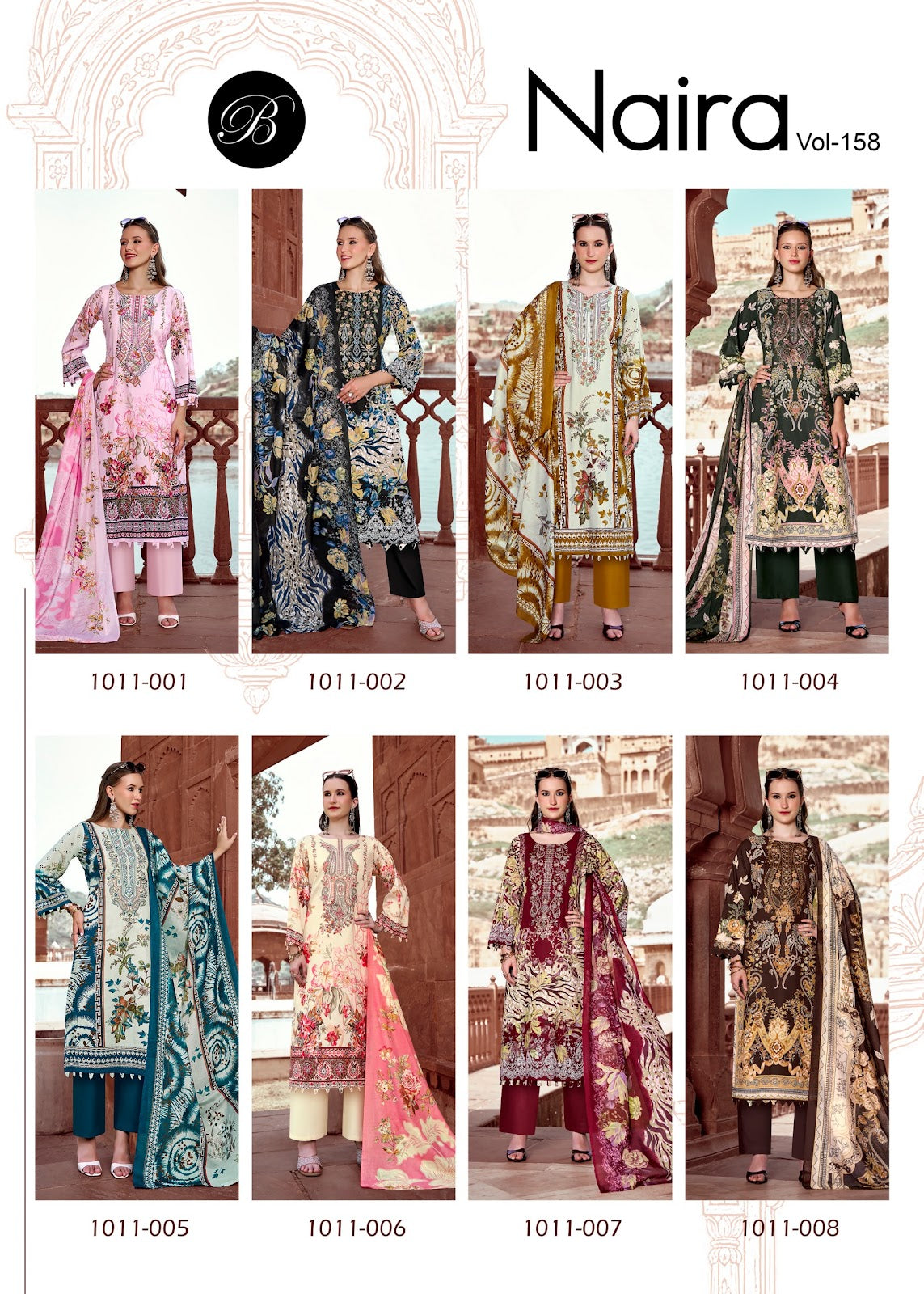 Naira Vol 158 Belliza Designer Studio Cotton Karachi Salwar Suits Wholesaler Gujarat