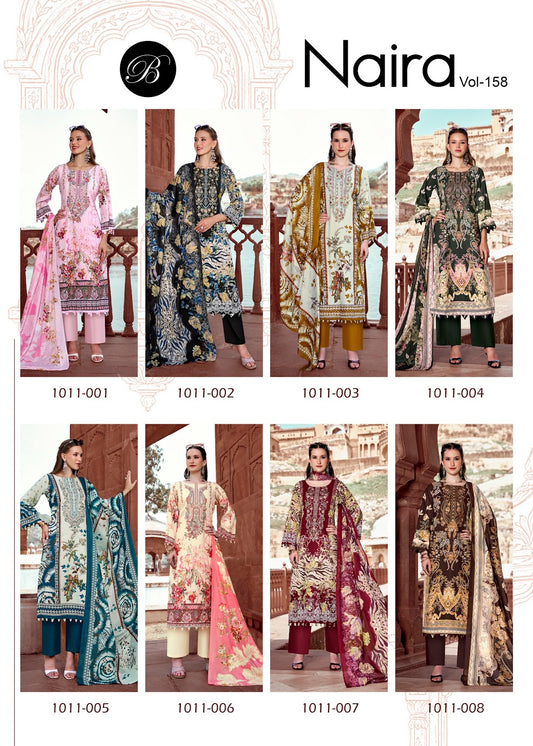 Naira Vol 158 Belliza Designer Studio Cotton Karachi Salwar Suits Wholesaler Gujarat