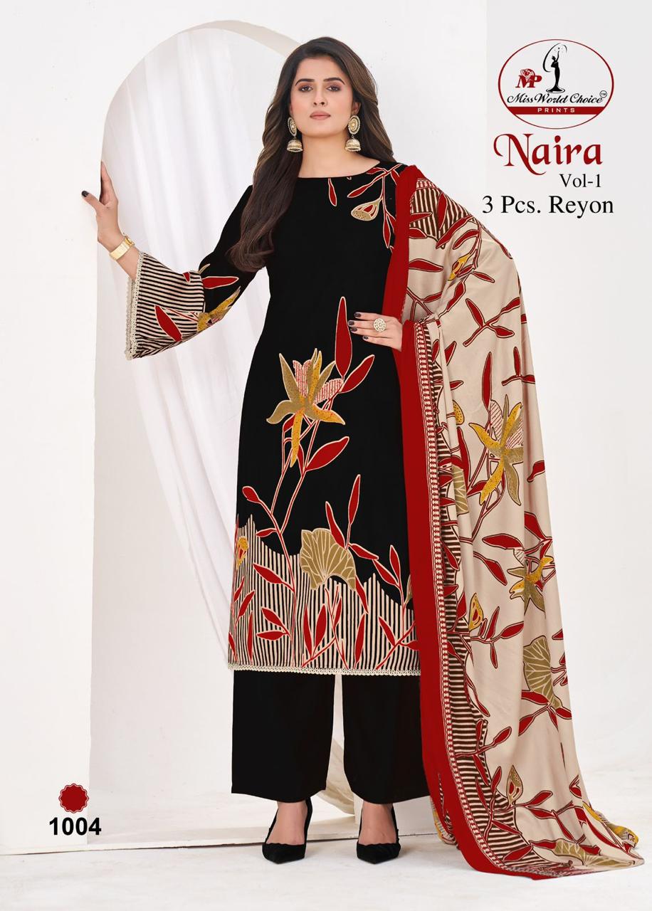 Naira Vol 1 Miss World Choice Rayon Pant Style Suits Supplier India