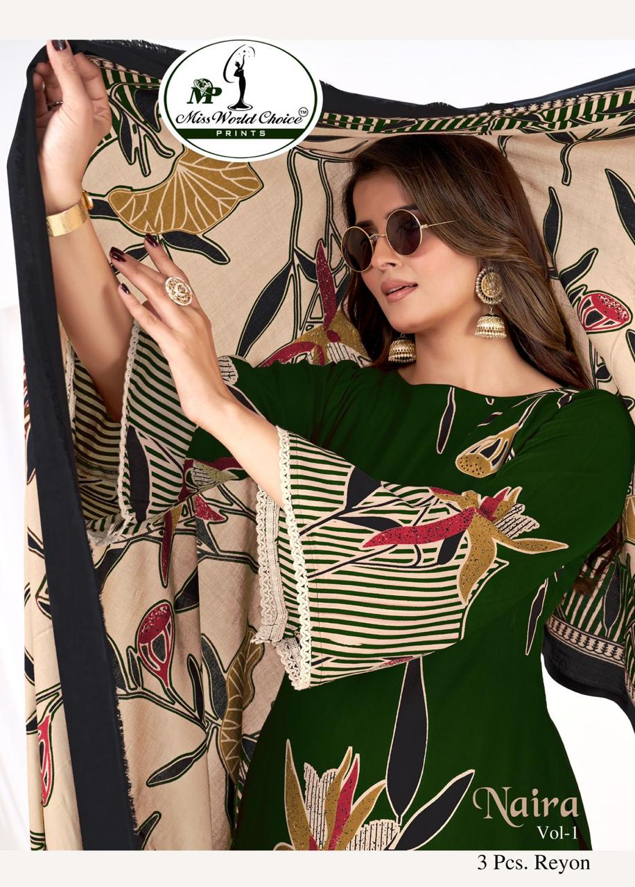 Naira Vol 1 Miss World Choice Rayon Pant Style Suits Supplier India