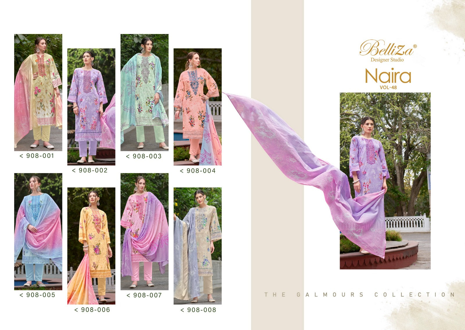 Naira Vol 48 Belliza Designer Studio Pure Cotton Karachi Salwar Suits