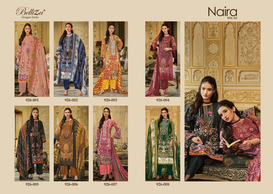Naira Vol 55 Belliza Designer Studio Pure Cotton Karachi Salwar Suits Wholesale Price