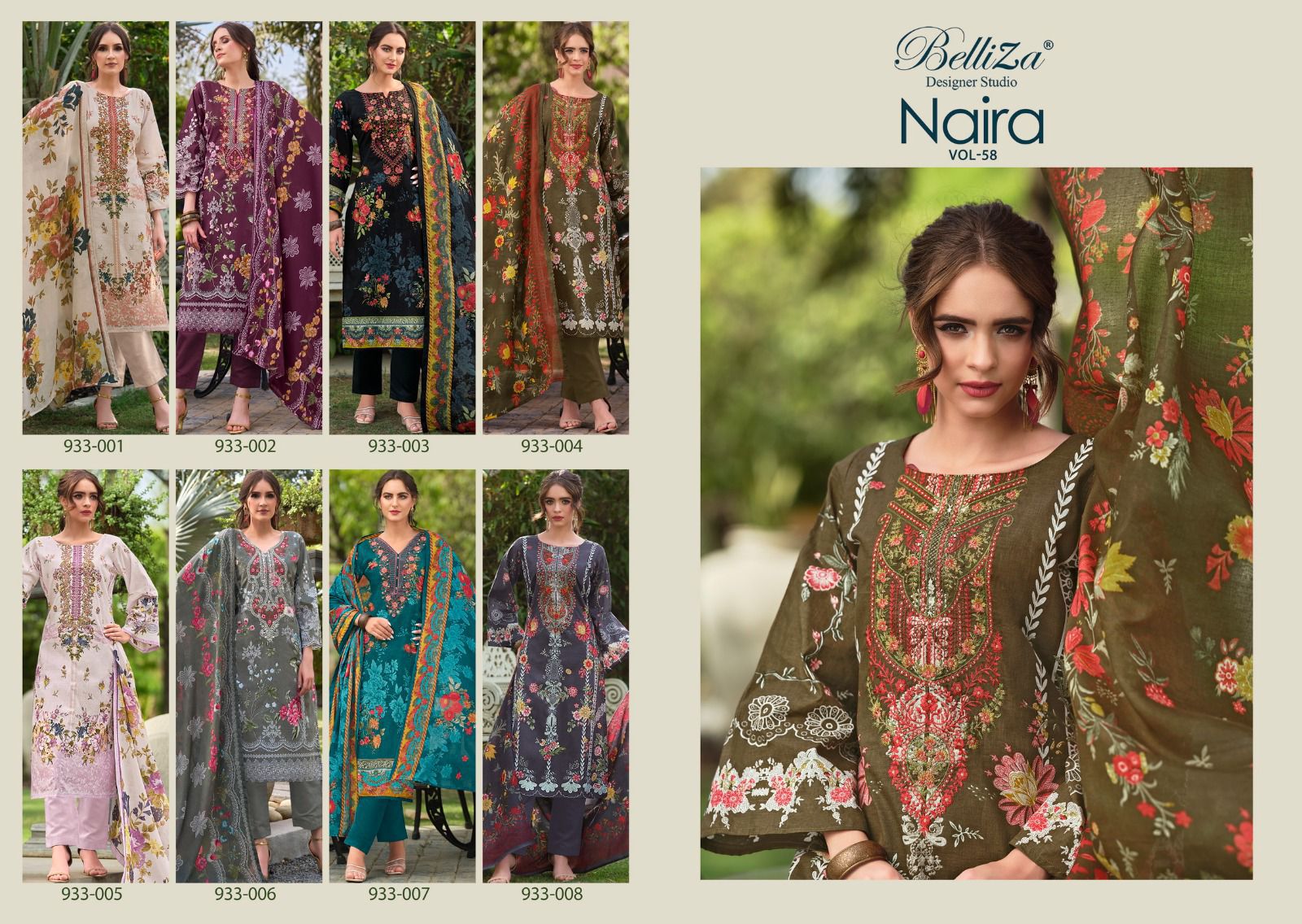 Naira Vol 58 Belliza Designer Studio Pure Cotton Karachi Salwar Suits Manufacturer