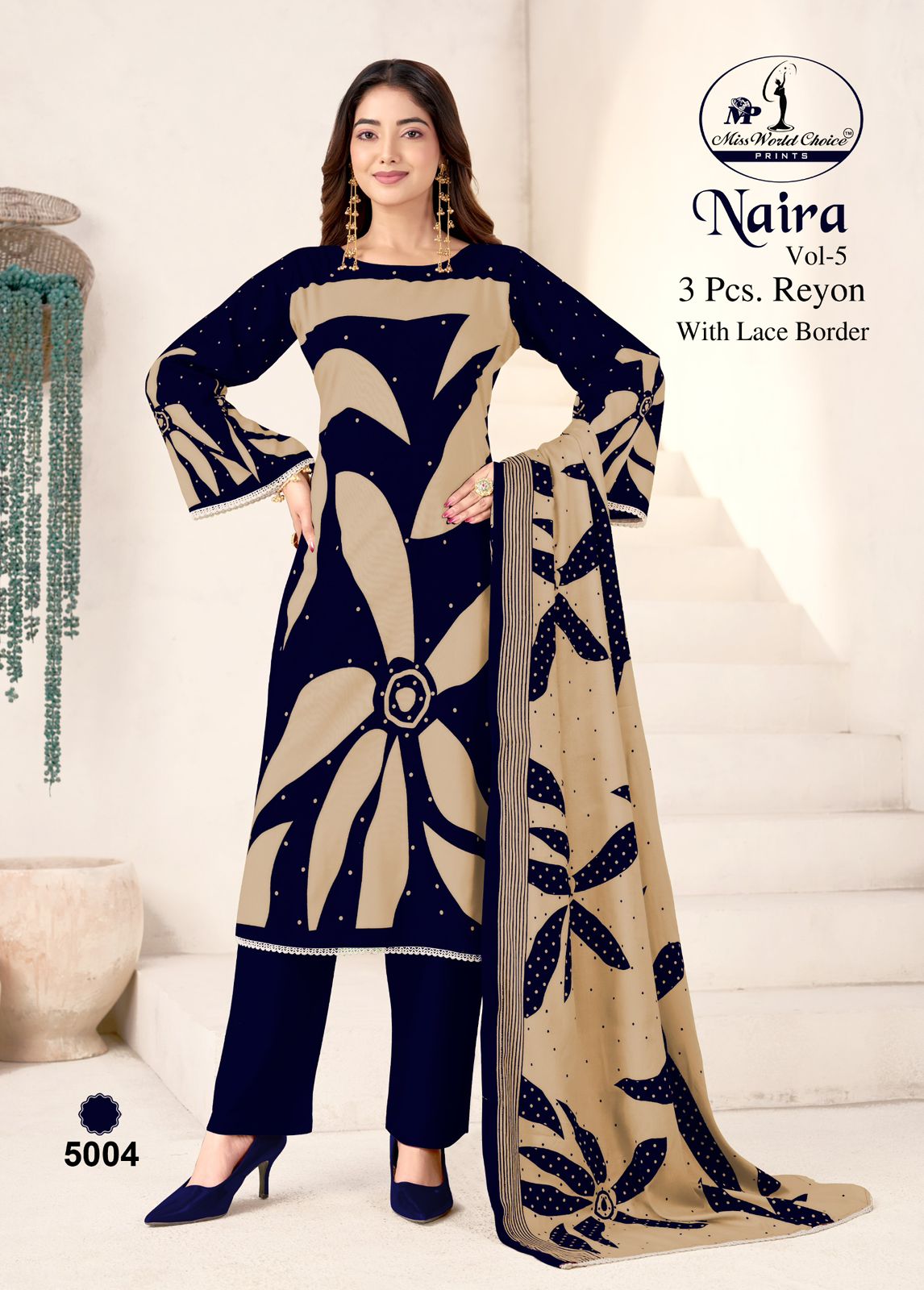 Naira Vol 5 Miss World Choice Rayon Pant Style Suits Wholesale Price