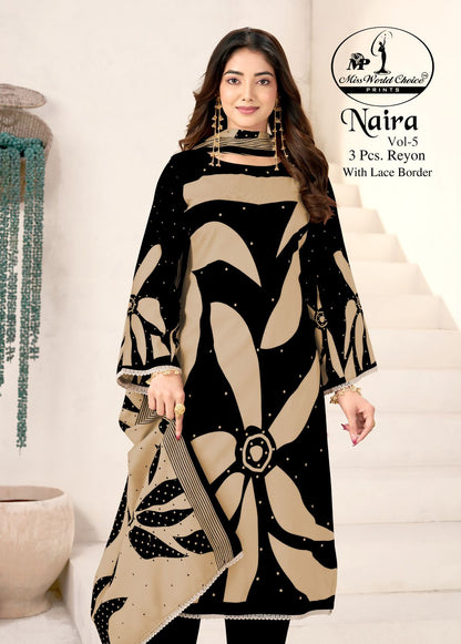 Naira Vol 5 Miss World Choice Rayon Pant Style Suits Wholesale Price