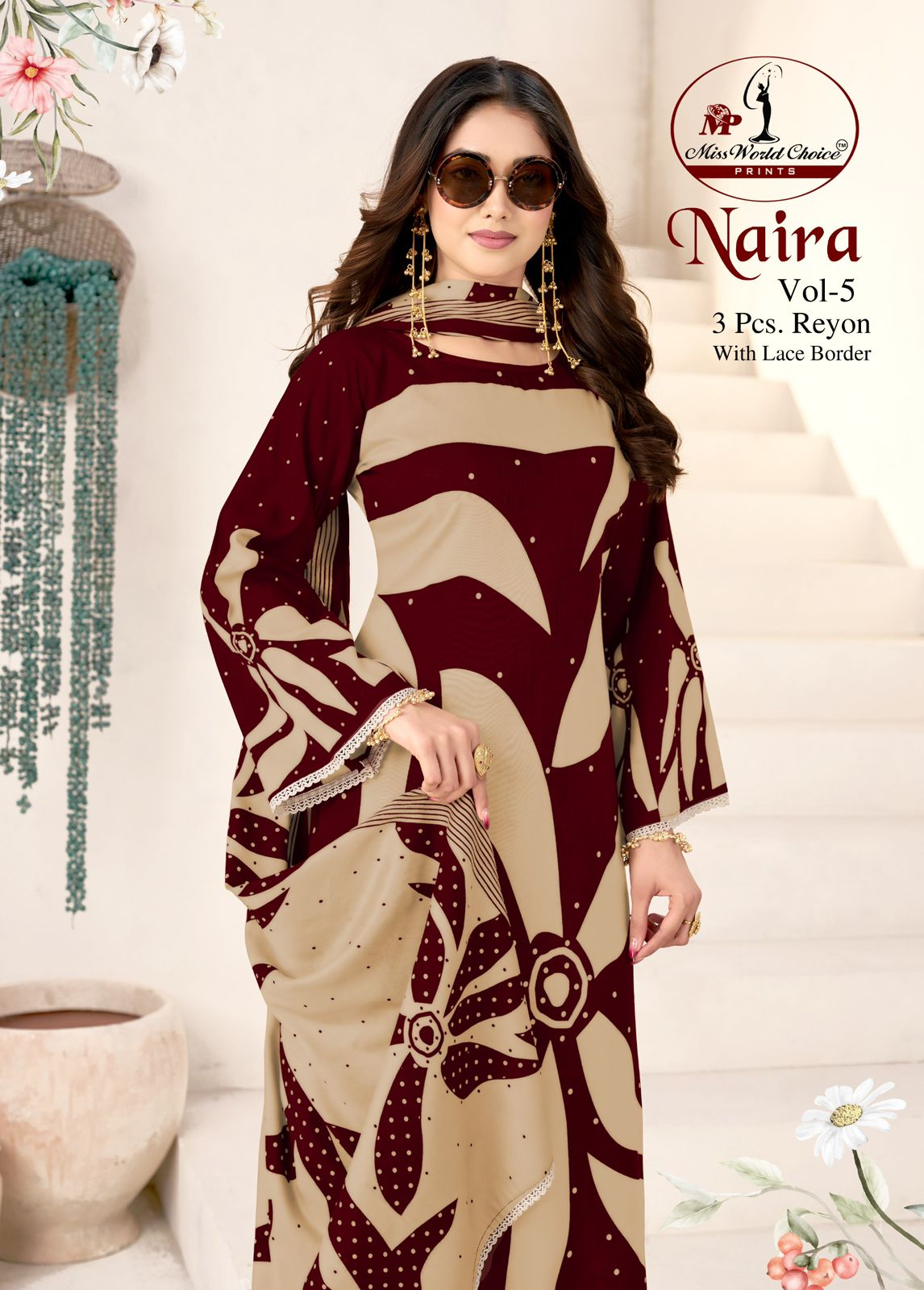 Naira Vol 5 Miss World Choice Rayon Pant Style Suits Wholesale Price