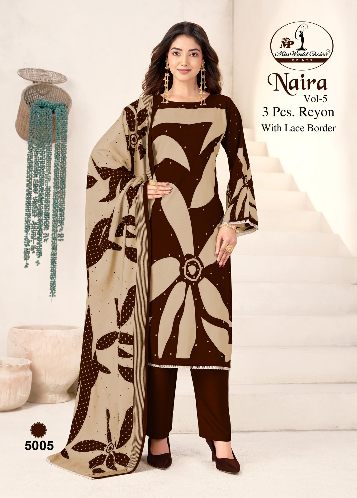 Naira Vol 5 Miss World Choice Rayon Pant Style Suits Wholesale Price