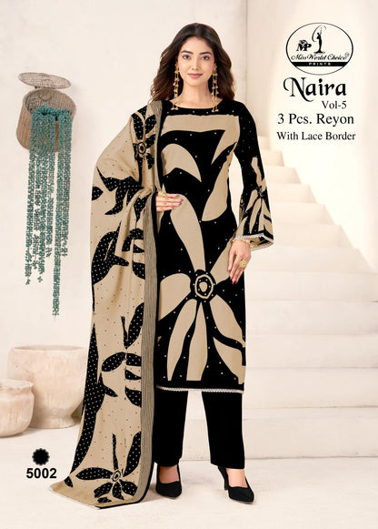 Naira Vol 5 Miss World Choice Rayon Pant Style Suits Wholesale Price