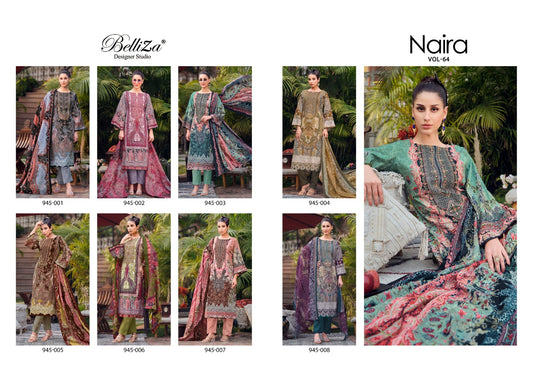 Naira Vol 64 Belliza Designer Studio Cotton Karachi Salwar Suits Exporter Gujarat