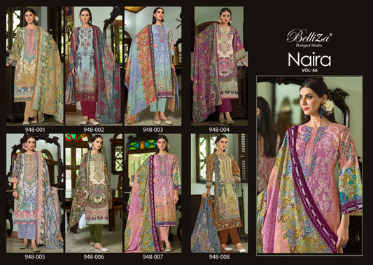 Naira Vol 66 Belliza Designer Studio Cotton Karachi Salwar Suits Supplier Ahmedabad
