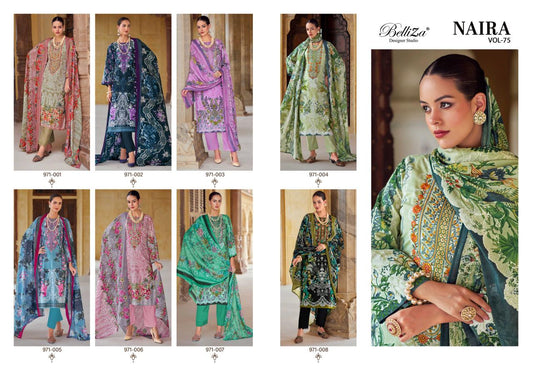 Naira Vol 75 Belliza Designer Studio Cotton Karachi Salwar Suits Exporter