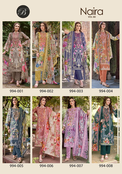 Naira Vol 80 Belliza Designer Studio Cotton Karachi Salwar Suits Exporter India