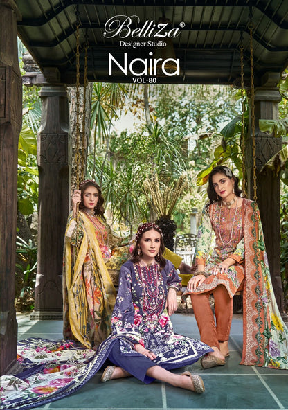 Naira Vol 80 Belliza Designer Studio Cotton Karachi Salwar Suits Exporter India