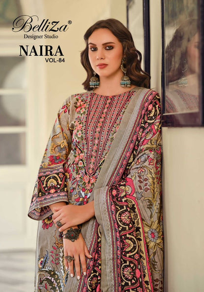 Naira Vol 84 Belliza Designer Studio Cotton Karachi Salwar Suits Exporter