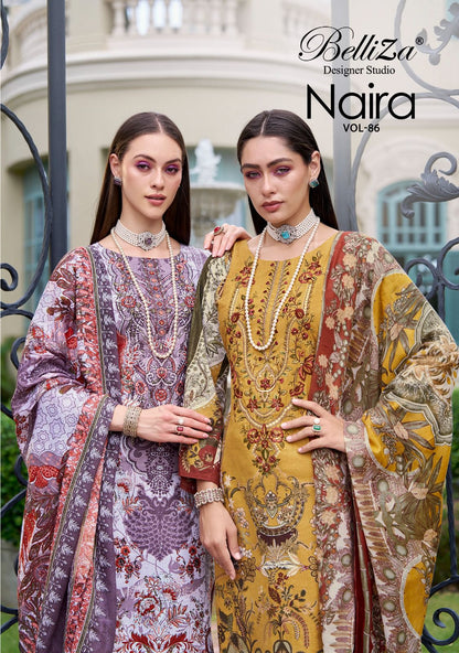 Naira Vol 86 Belliza Designer Studio Cotton Karachi Salwar Suits Wholesale Price