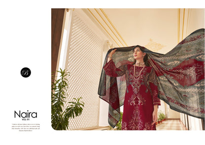 Naira Vol 91 Belliza Designer Studio Cotton Karachi Salwar Suits Exporter Ahmedabad