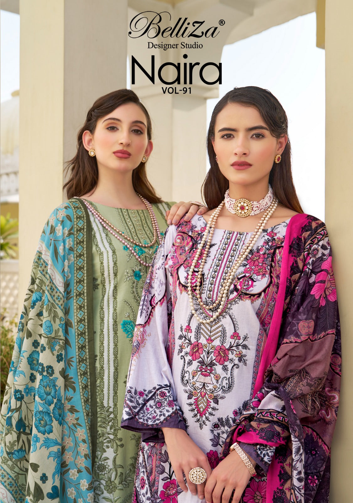 Naira Vol 91 Belliza Designer Studio Cotton Karachi Salwar Suits Exporter Ahmedabad