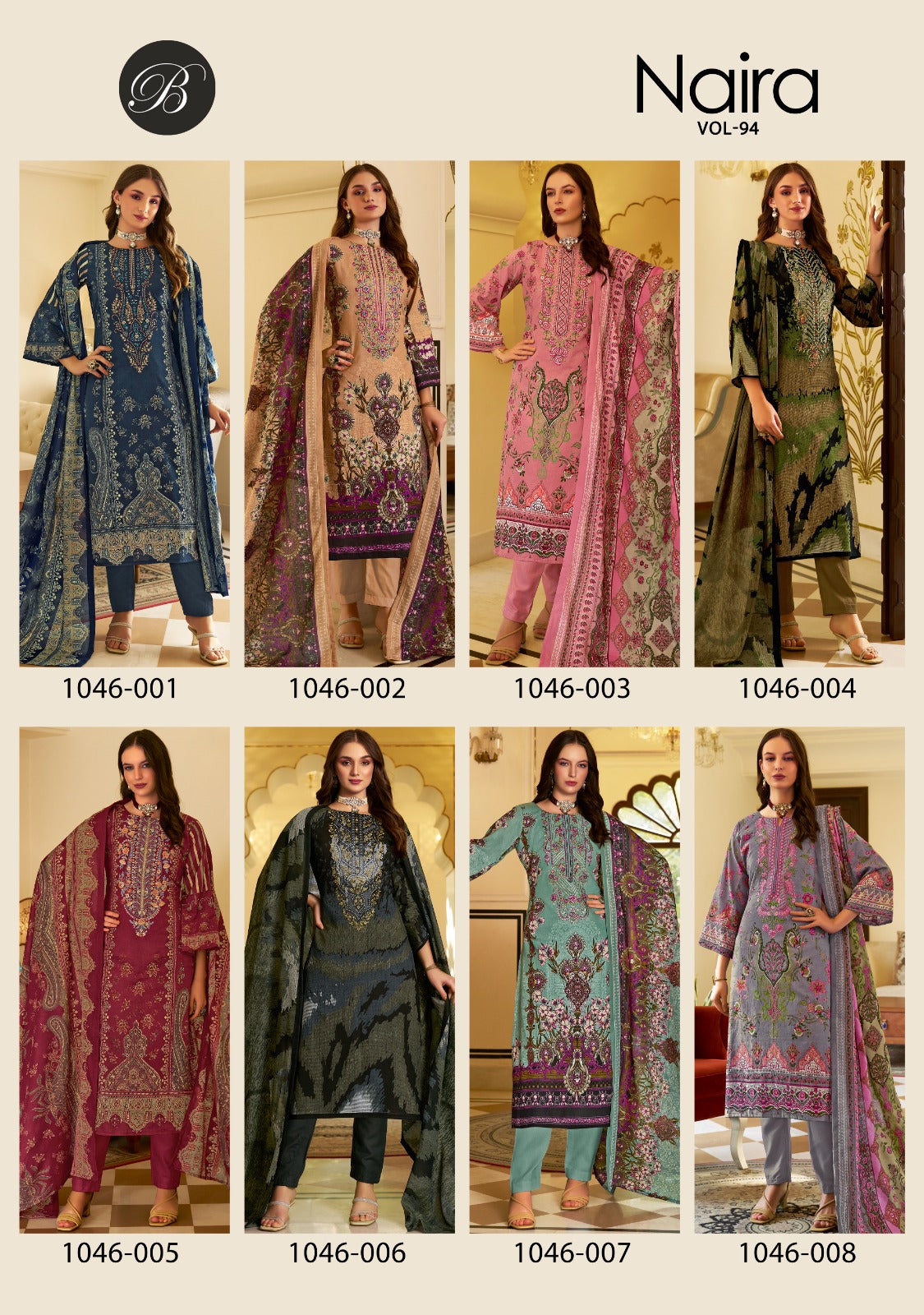 Naira Vol 94 Belliza Designer Studio Pure Cotton Karachi Salwar Suits Wholesaler India