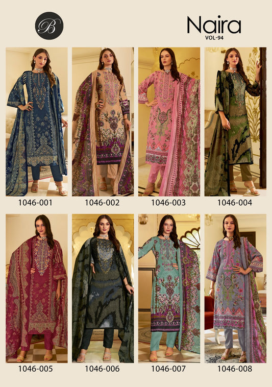 Naira Vol 94 Belliza Designer Studio Pure Cotton Karachi Salwar Suits Wholesaler India
