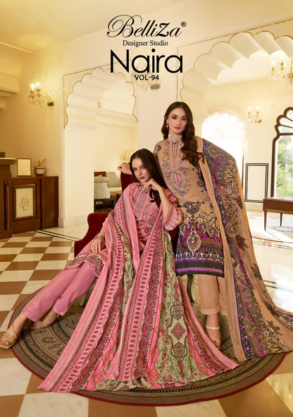 Naira Vol 94 Belliza Designer Studio Pure Cotton Karachi Salwar Suits Wholesaler India