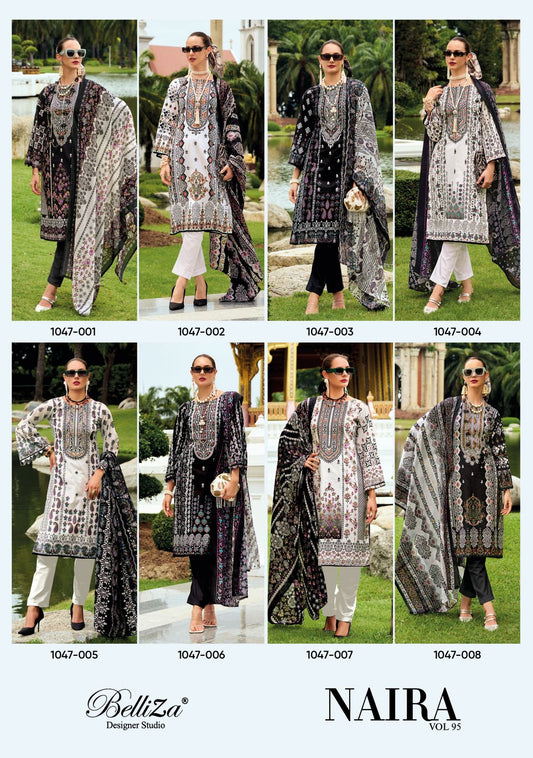 Naira Vol 95 Black-White Belliza Designer Studio Cotton Karachi Salwar Suits Wholesale Price