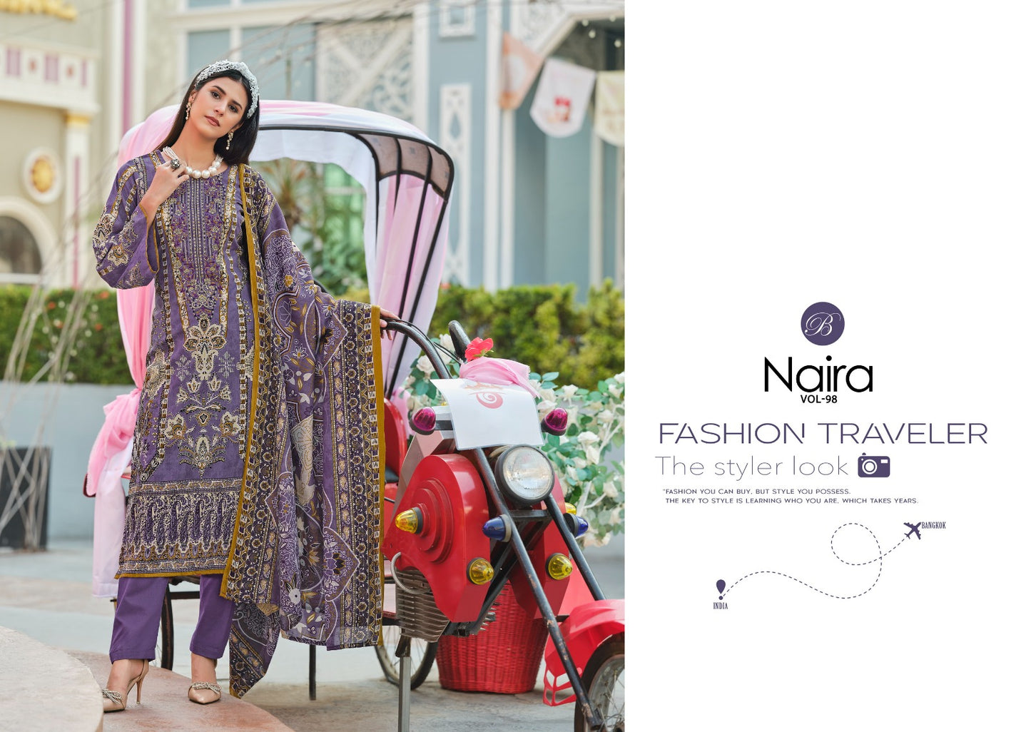 नायरा वॉल्यूम 98 बेलिज़ा डिज़ाइनर स्टूडियो कॉटन कराची सलवार सूट निर्माता भारत