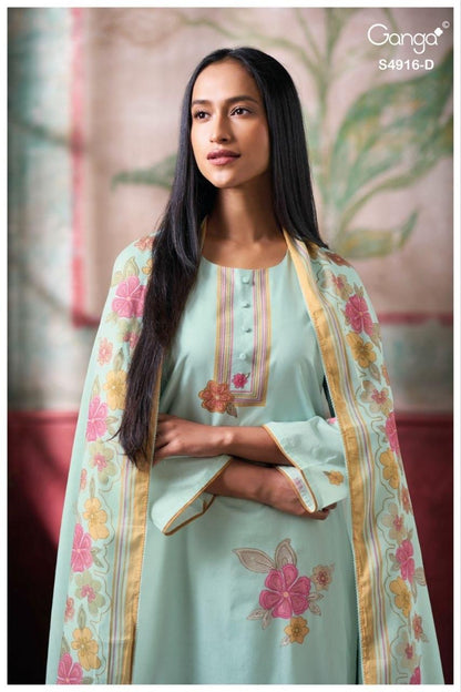 Nairika S4916 Ganga Cotton Plazzo Style Suits Exporter Ahmedabad