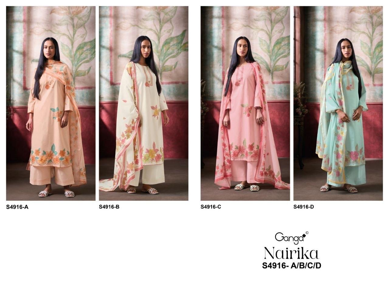 Nairika S4916 Ganga Cotton Plazzo Style Suits Exporter Ahmedabad
