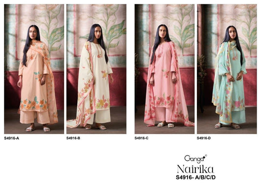 Nairika S4916 Ganga Cotton Plazzo Style Suits Exporter Ahmedabad