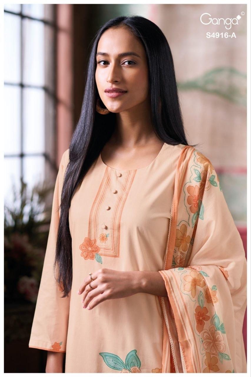 Nairika S4916 Ganga Cotton Plazzo Style Suits Exporter Ahmedabad
