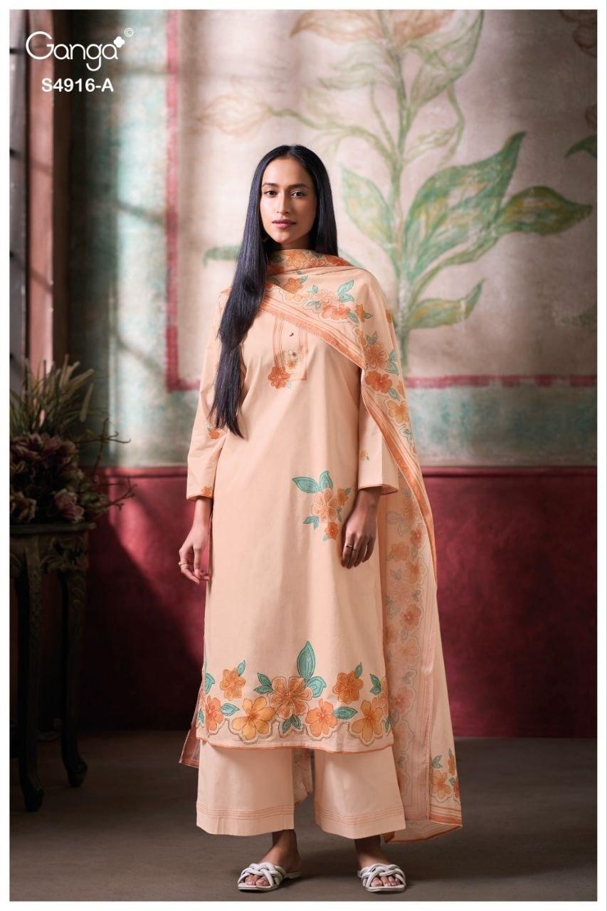 Nairika S4916 Ganga Cotton Plazzo Style Suits Exporter Ahmedabad