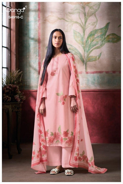 Nairika S4916 Ganga Cotton Plazzo Style Suits Exporter Ahmedabad