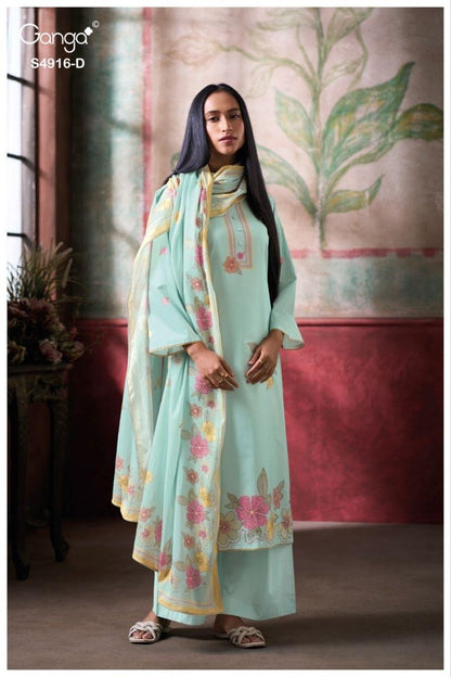 Nairika S4916 Ganga Cotton Plazzo Style Suits Exporter Ahmedabad