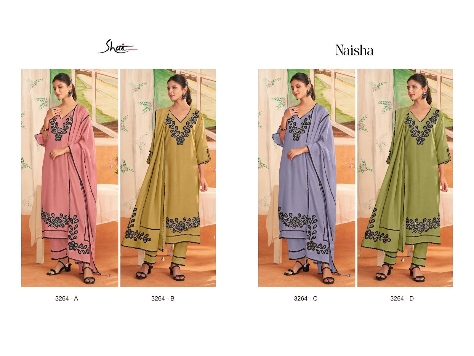 Naisha 3264 Jay Vijay Shai Mal Chanderi Pant Style Suits Exporter Ahmedabad