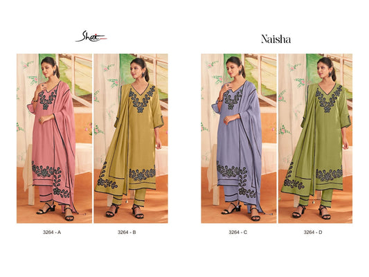 Naisha 3264 Jay Vijay Shai Mal Chanderi Pant Style Suits Exporter Ahmedabad