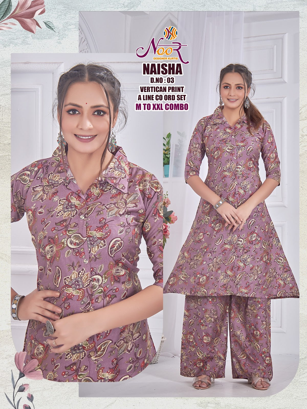 Naisha Noor Vertican Kurti Plazzo Set Wholesaler India