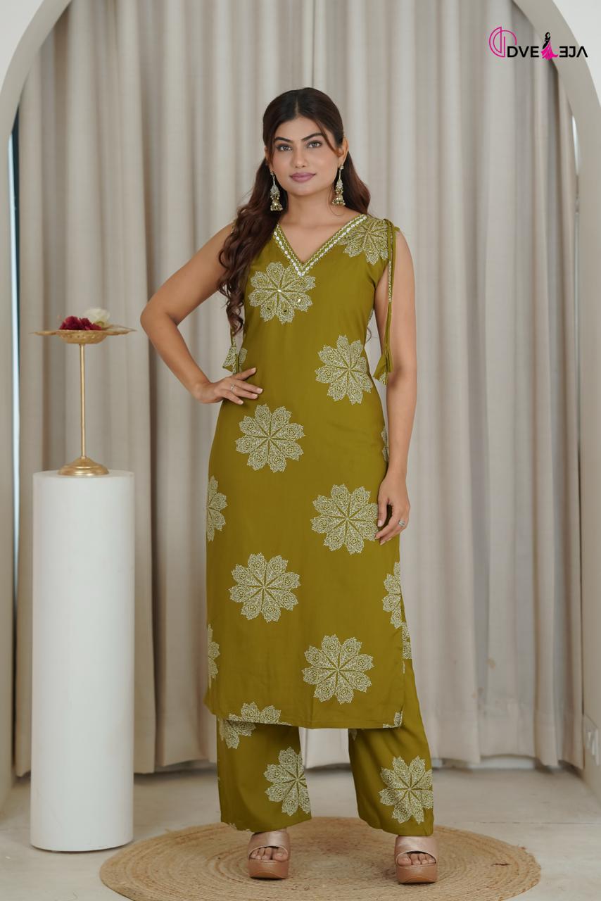 Naisha Series Dveeja Fashion Rayon 22Kg Kurti Plazzo Set Supplier Ahmedabad