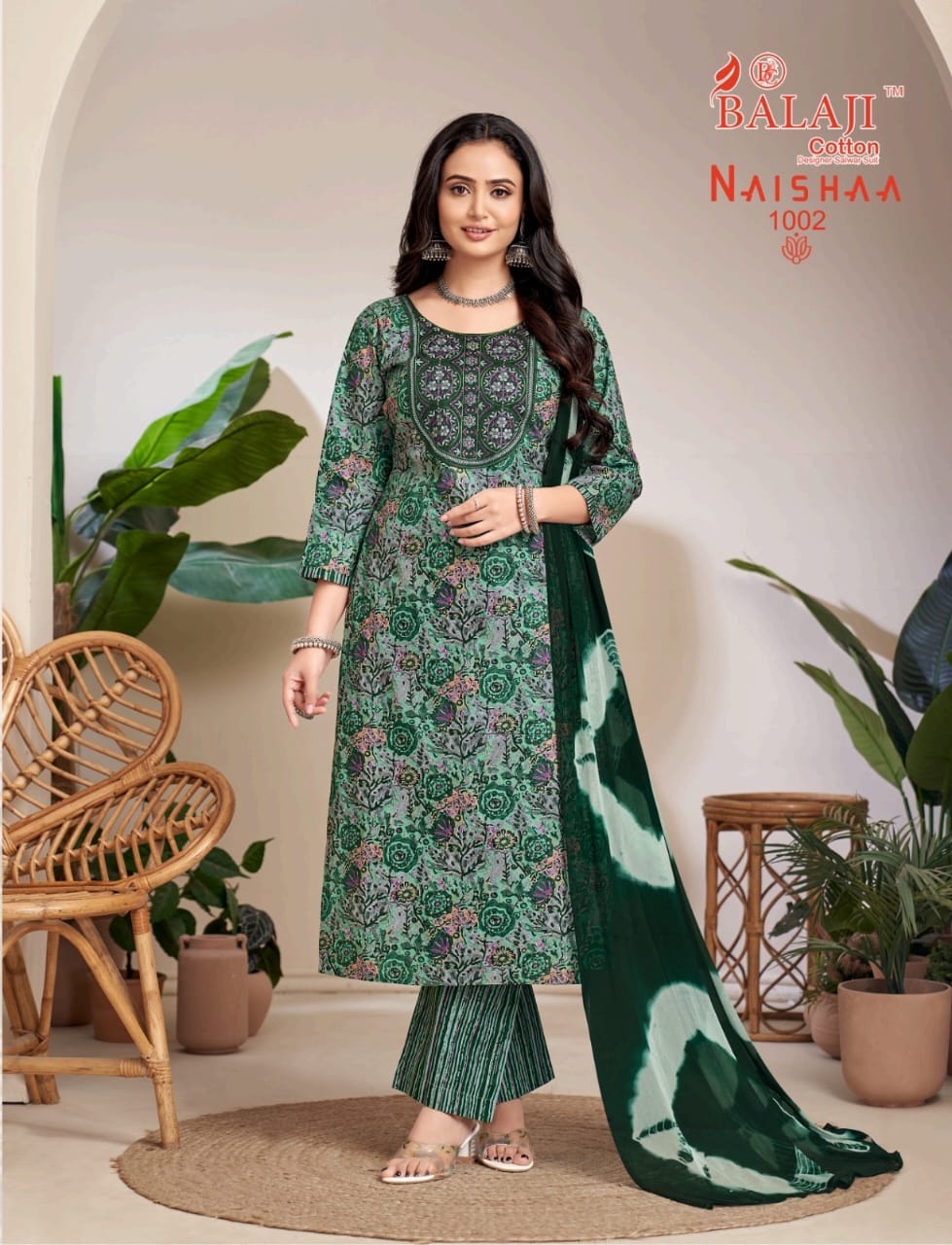 Naishaa Balaji Cotton Readymade Pant Style Suits Wholesaler Gujarat