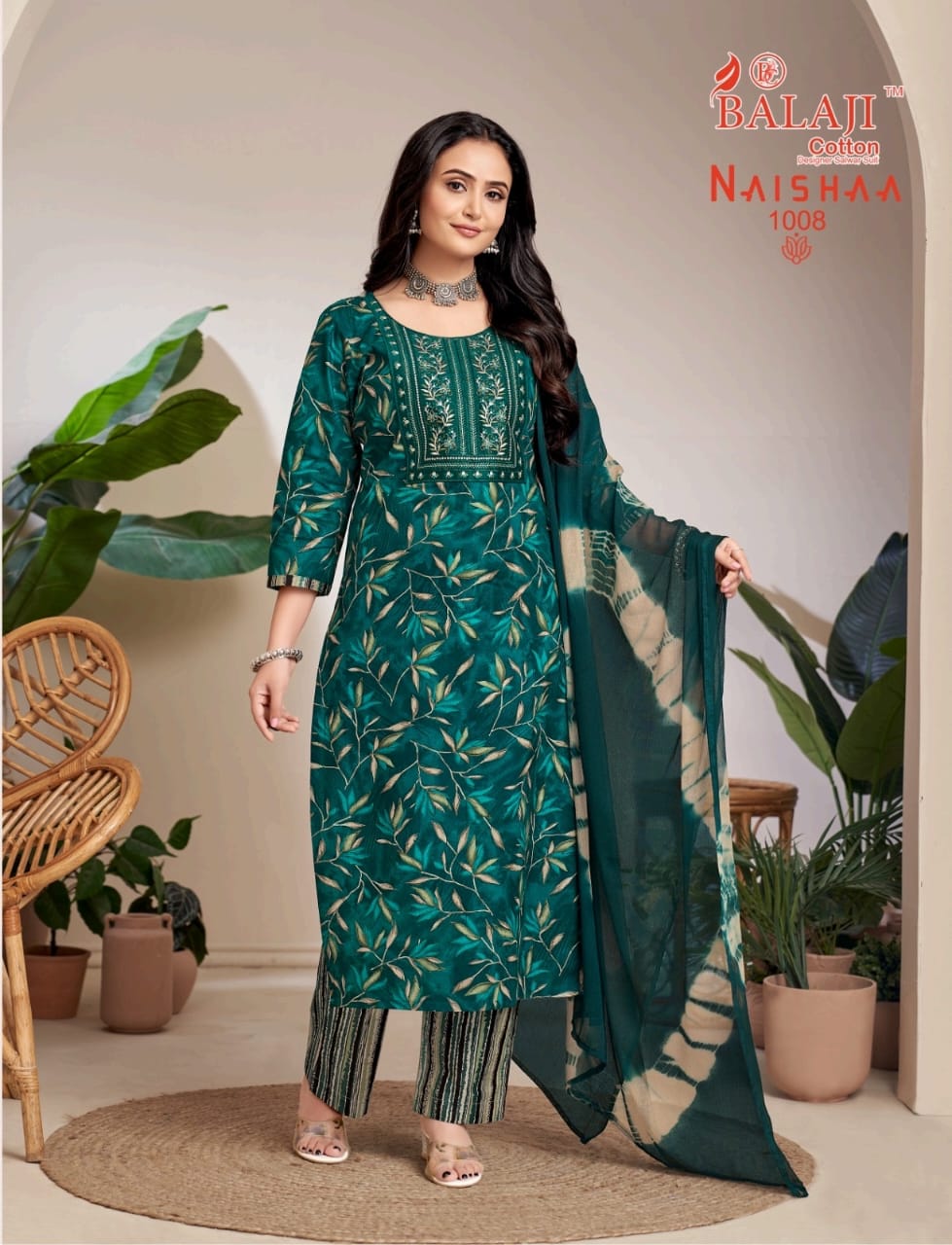 Naishaa Balaji Cotton Readymade Pant Style Suits Wholesaler Gujarat