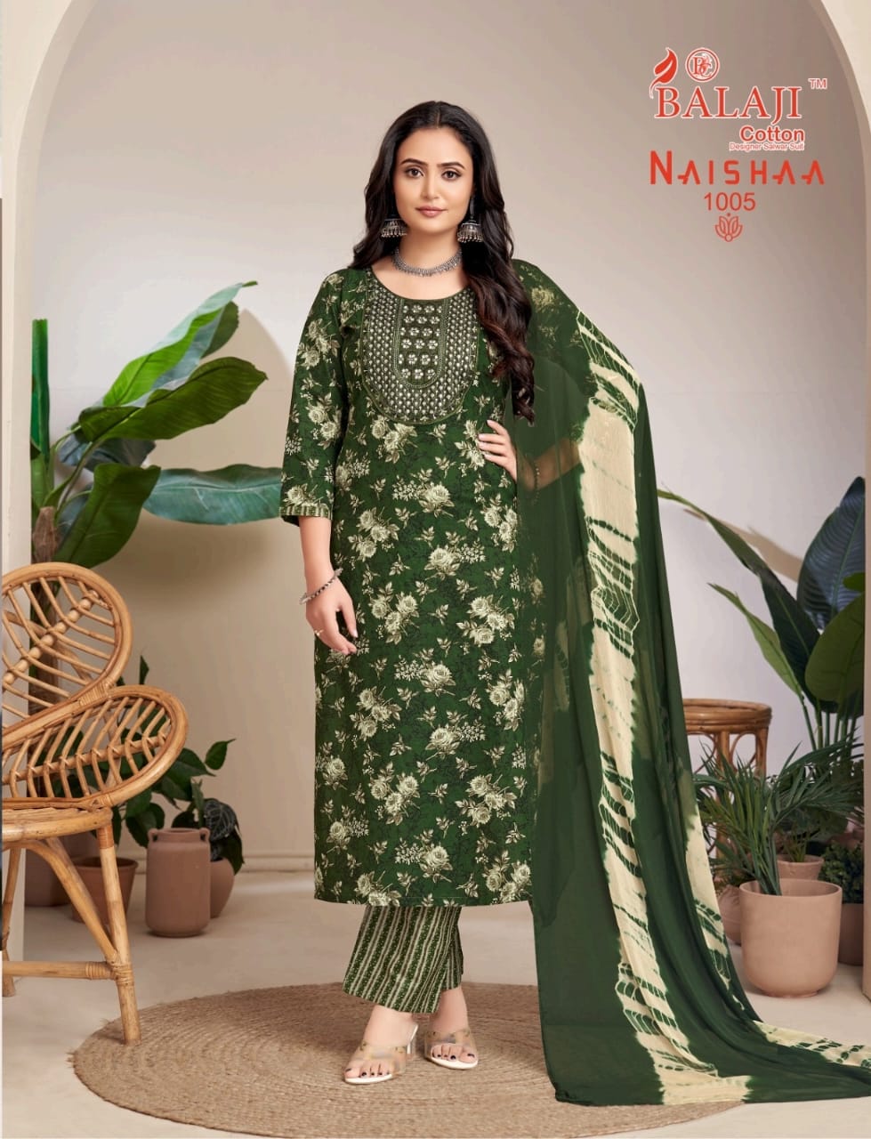 Naishaa Balaji Cotton Readymade Pant Style Suits Wholesaler Gujarat
