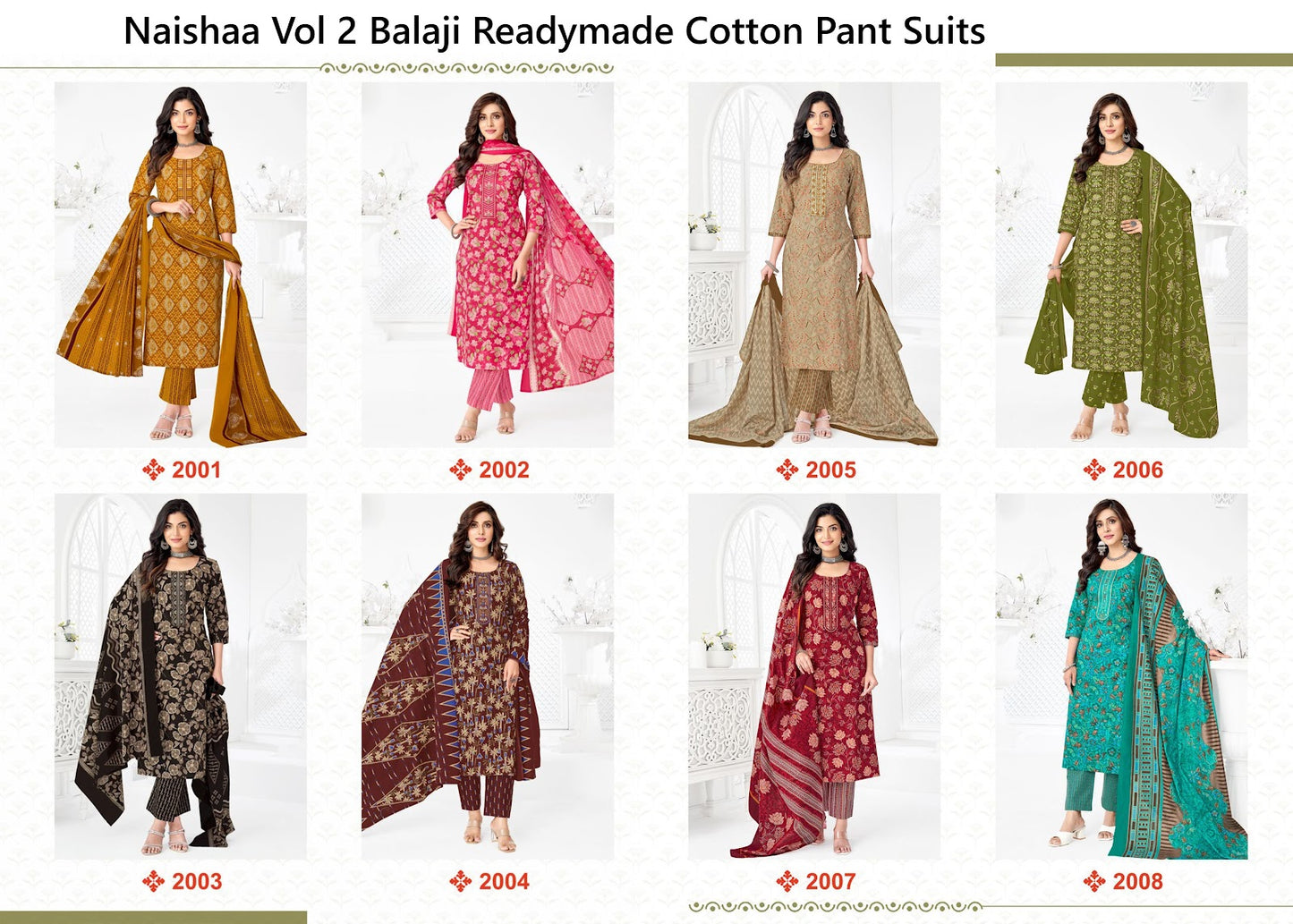 Naishaa Vol 2 Balaji Readymade Cotton Pant Suits Exporter Gujarat