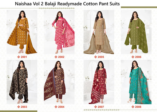 Naishaa Vol 2 Balaji Readymade Cotton Pant Suits Exporter Gujarat
