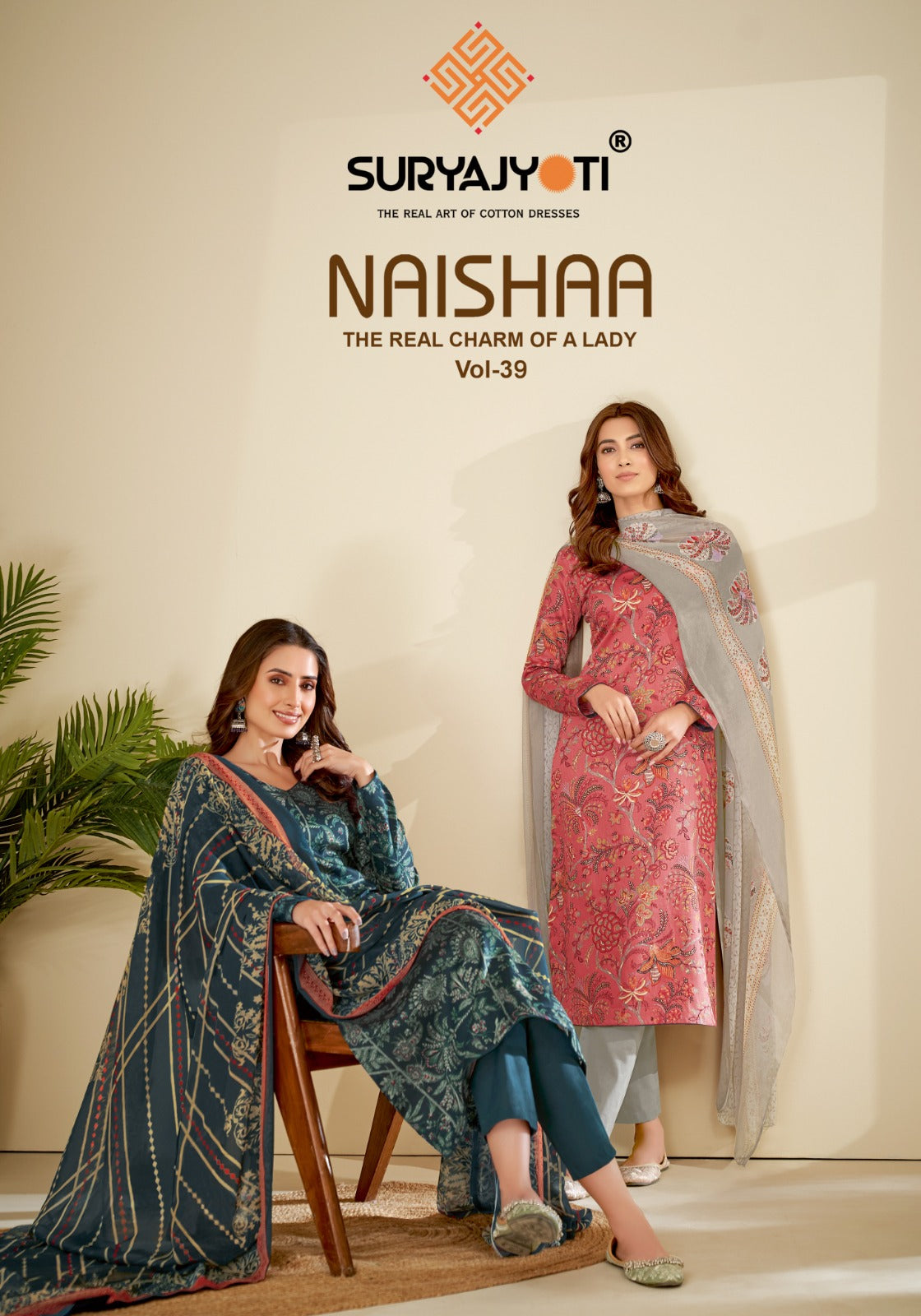 Naishaa Vol 39 Suryajyoti Jaam Satin Pant Style Suits
