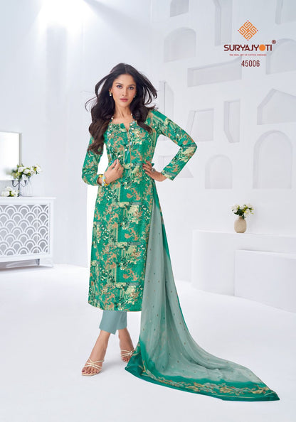 Naishaa Vol 45 Suryajyoti Jaam Satin Pant Style Suits Supplier